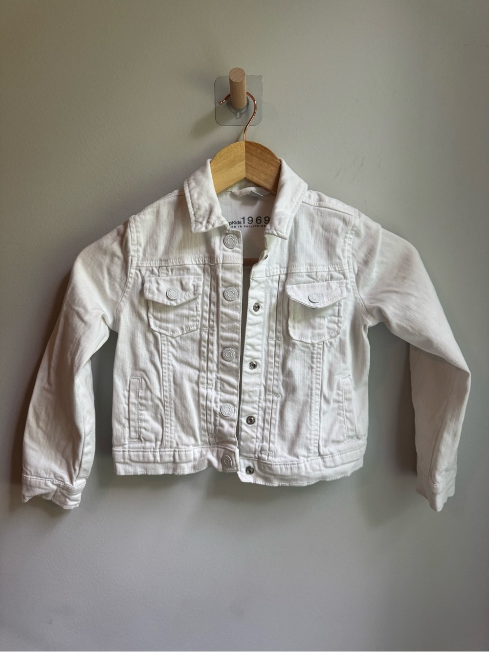 GAP Kids White Denim Jacket - Button-Front Trucker